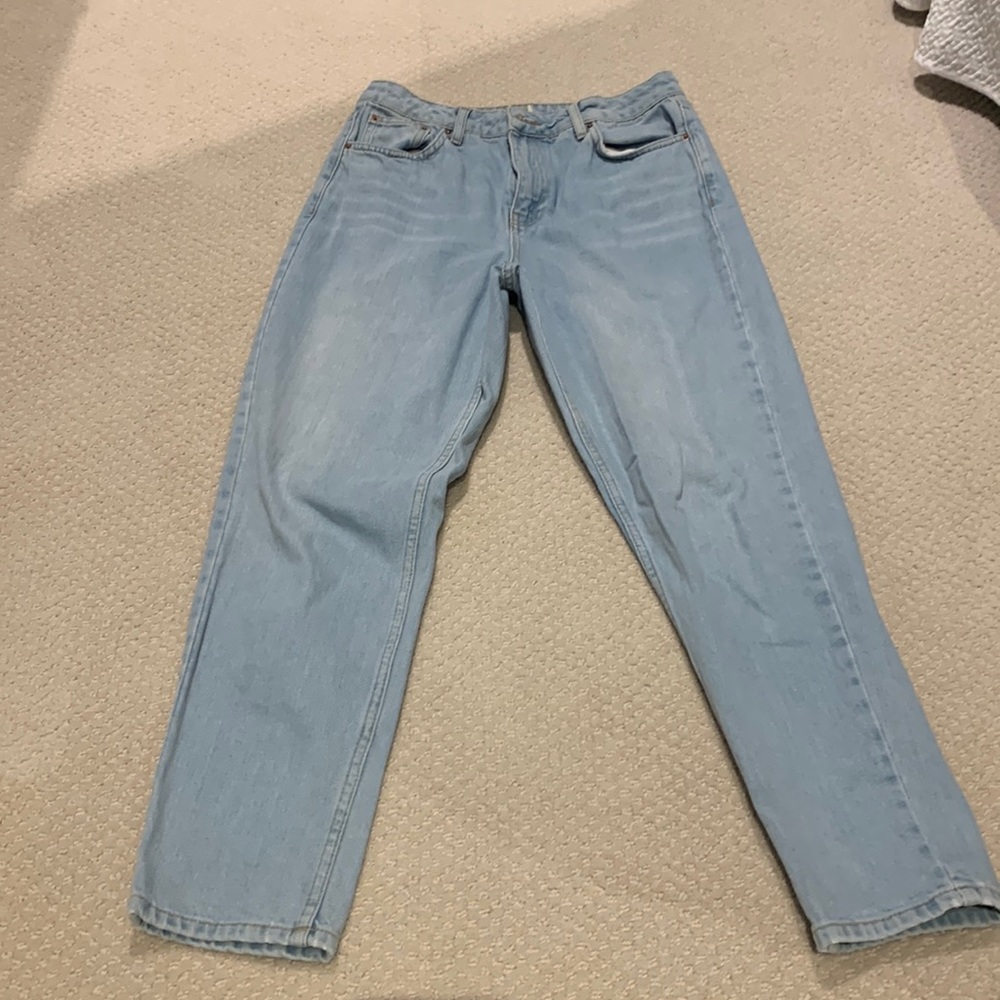 Topshop Faded Blue Hi-Waisted Mom Jeans